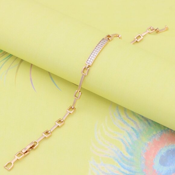 "Elegant Rose Gold Bracelet with Sparkling CZ Bar Accent, XPBL0904 - Picture 8 of 13